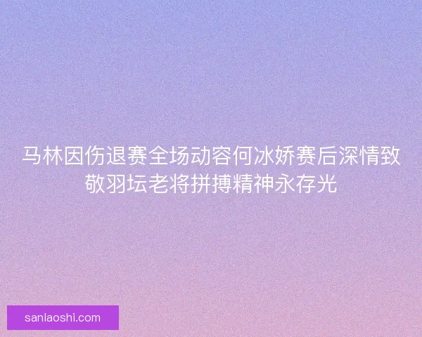 马林因伤退赛全场动容何冰娇赛后深情致敬羽坛老将拼搏精神永存光